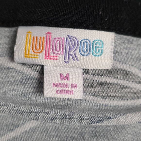 LuLaRoe Classic Tee M Gray Black Floral Hi Low Top - Picture 4 of 6